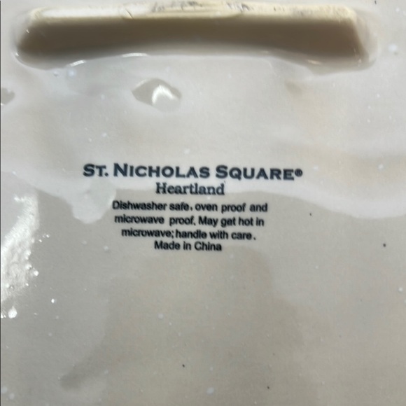 St. Nicholas Square 18” Platter Festive Bear and Moose Winter Scene Ceramic - Picture 2 of 6